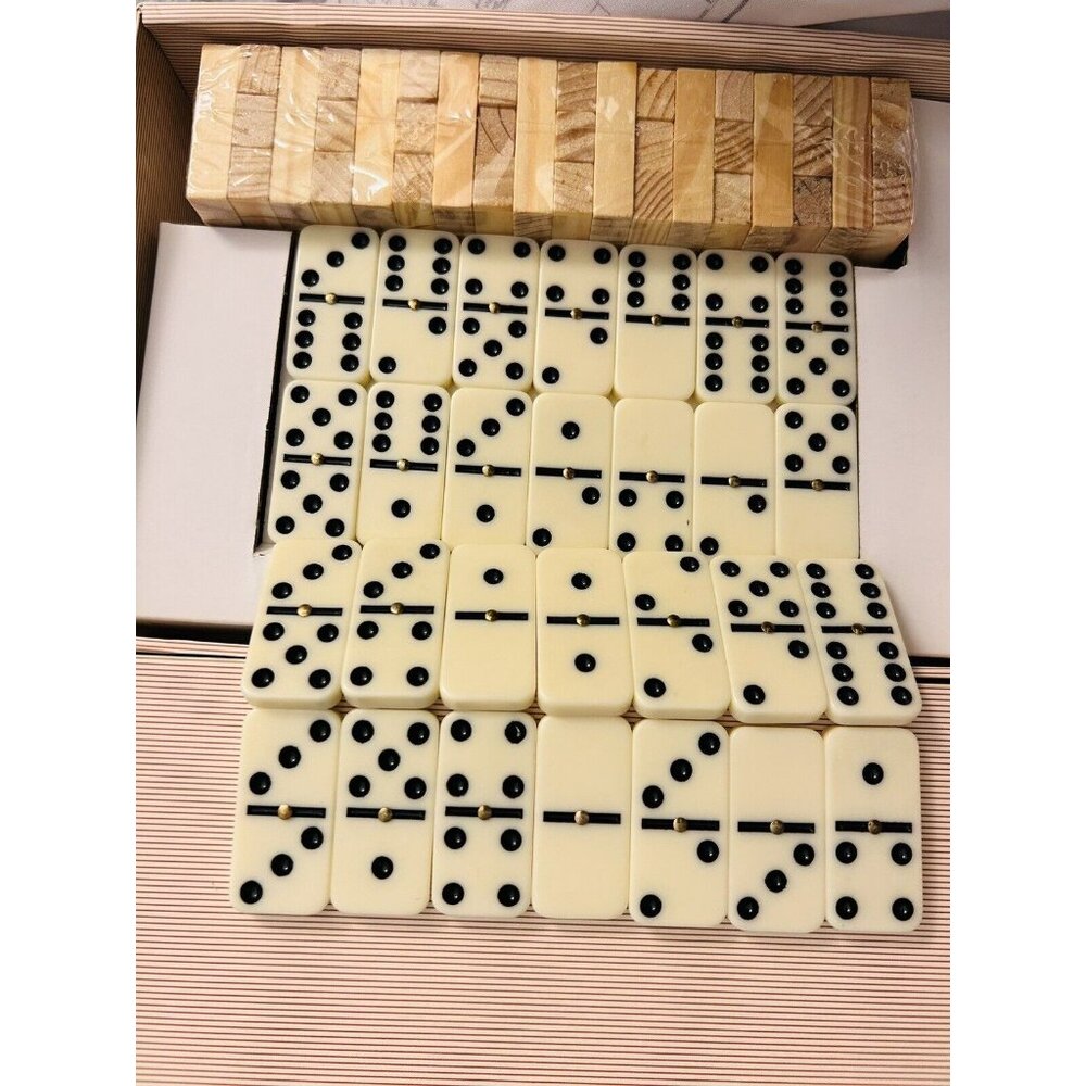 NIB Dominoes & TIP TOWER SET  BOOKCASE LOOK STORAGE BOX